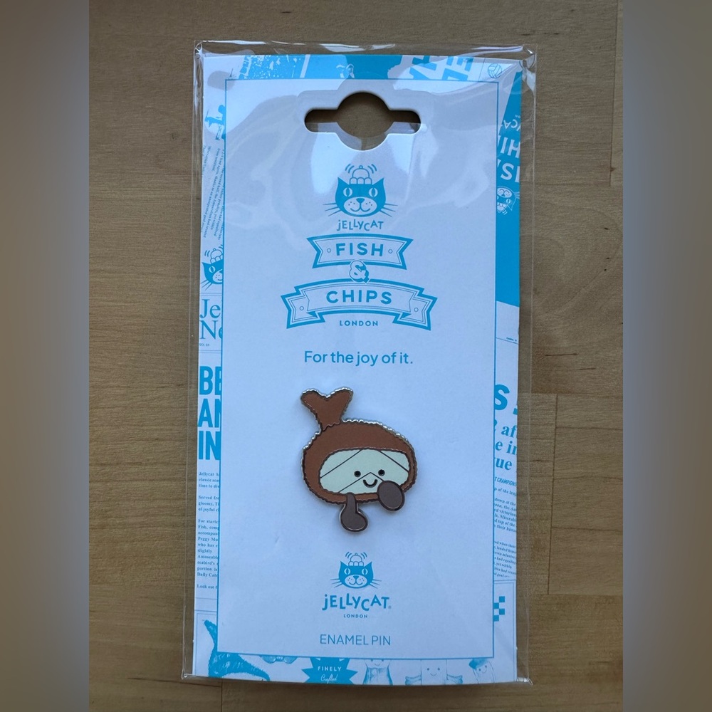 Jellycat Brown and Cream Fish & Chips Enamel Pin